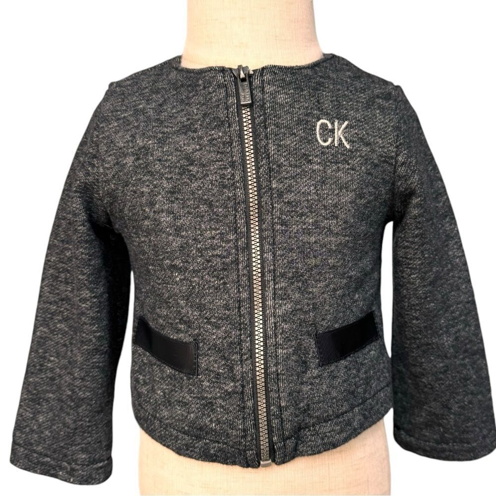 Calvin Klein Baby Girls Long Sleeve Gray CK Logo Sweater Jacket. 18 Months.